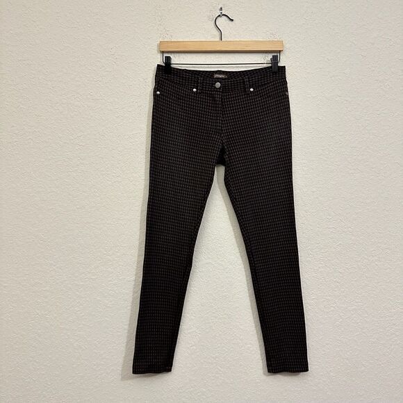 J. McLaughlin "Houndstooth" Ankle Dress Pants Skinny Stretch in Black Brown - Picture 1 of 14